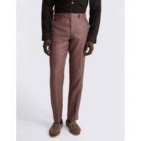 MOSS Slim Fit Pure Linen Twill Suit Trousers Mauve