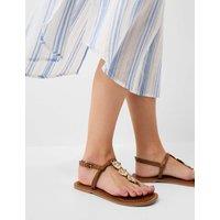 ACCESSORIZE Embellished Flat Toe Thong Sandals Tan
