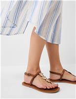 ACCESSORIZE Embellished Flat Toe Thong Sandals Tan