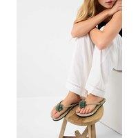 ACCESSORIZE Floral Embellished Flat Flip Flops Green