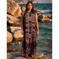 Live Unlimited London Cotton Blend Paisley Maxi Shift Dress Black