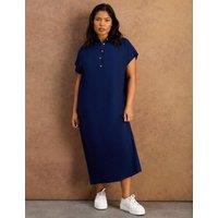 Live Unlimited London Linen Blend Midaxi Shirt Dress Navy