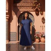 Live Unlimited London Linen Blend Midaxi Shirt Dress Navy