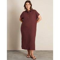 Live Unlimited London Linen Blend Midaxi Shirt Dress Chocolate