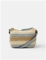 ACCESSORIZE Woven Striped Cross Body Bag Blue