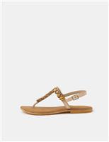 Embellished Ankle Strap Flat Sandals