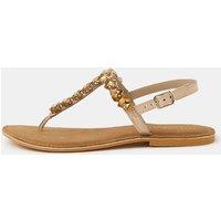 ACCESSORIZE Embellished Ankle Strap Flat Sandals Gold