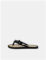 Woven Embellished Flip Flops