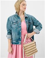 ACCESSORIZE Woven Striped Cross Body Bag Natural