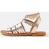 ACCESSORIZE Metallic Ankle Strap Flat Gladiator Sandals Golden Rose