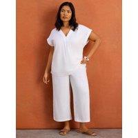 Live Unlimited London Linen Blend V-Neck Top White