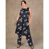 Live Unlimited London Floral Side Split Tunic Black Mix