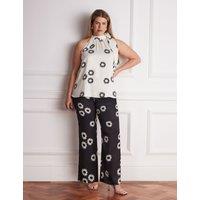 Live Unlimited London Floral Straight Leg Trousers Black
