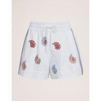 SABA Pure Linen Embroidered Shorts Multi