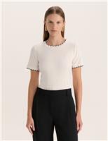 SABA Cotton Blend Ribbed T-Shirt White