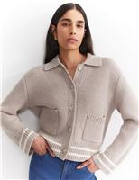 Sportscraft Pure Merino Wool Textured Collared Cardigan Grey
