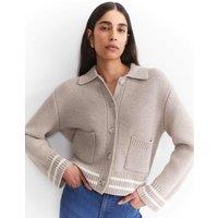 Sportscraft Pure Merino Wool Textured Collared Cardigan Grey