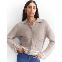 Sportscraft Pure Merino Wool Textured Collared Cardigan Grey