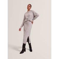 Ted Baker Wool Blend Twist Front Midaxi Jumper Dress Grey Marl