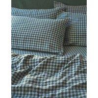 Piglet In Bed 2 Pack Pure Linen Gingham Pillowcases Green Mix