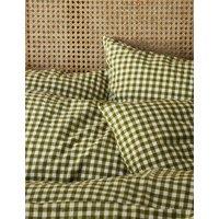 Piglet In Bed Linen Rich Gingham Pillowcase Set Dark Green Mix
