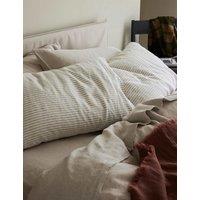 Piglet In Bed 2 Pack Linen Rich Striped Pillowcases Oatmeal Mix