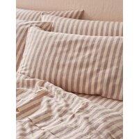 Piglet In Bed 2 Pack Linen Rich Striped Pillowcases Purple