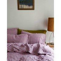 Piglet In Bed 2 Pack Pure Linen Gingham Pillowcases Purple Mix