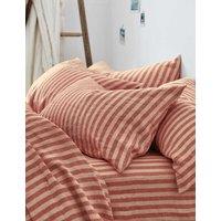 Piglet In Bed 2 Pack Pure Linen Pembroke Stripe Pillowcases Red Mix