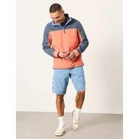 FatFace Pure Cotton Colour Block Half Zip Sweatshirt Pink Mix