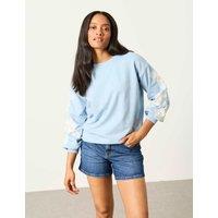 FatFace Pure Cotton Embroidered Sweatshirt Blue Mix
