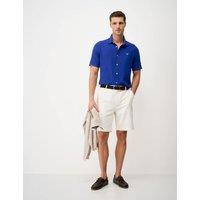 Crew Clothing Regular Fit Linen and Cotton Short Sleeve Shirt Bright Blue