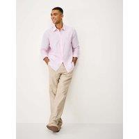 Crew Clothing Regular Fit Linen and Cotton Striped Shirt Pink