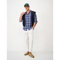 Crew Clothing Regular Fit Linen and Cotton Checked Shirt Medium Blue Mix