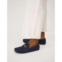 Crew Clothing Suede Slip On Flat Loafers Navy