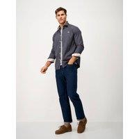 Crew Clothing Relaxed Fit Pure Cotton Twill Checked Shirt Navy