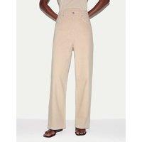 Jigsaw Pure Cotton High Waisted Straight Leg Jeans Oatmeal