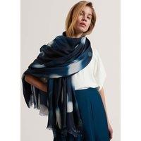 Ted Baker Woven Floral Fringed Scarf Navy Mix