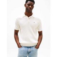 Tommy Hilfiger Pure Cotton Cable Knit Polo Shirt Ivory