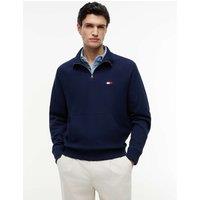 Tommy Hilfiger Elevated Pure Cotton Half Zip Sweatshirt Navy