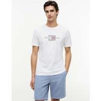 Tommy Hilfiger Pure Cotton Script Flag Crew Neck T-Shirt White