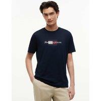 Tommy Hilfiger Pure Cotton Script Flag Crew Neck T-Shirt Navy