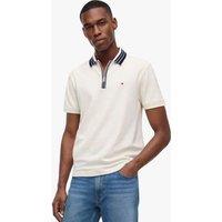 Tommy Hilfiger Regular Fit Textured Zip Polo Shirt Ivory