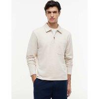 Tommy Hilfiger Essential Pure Cotton Half Zip Sweatshirt Beige