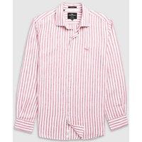 Rodd & Gunn Slim Fit Pure Linen Striped Shirt Pink Mix