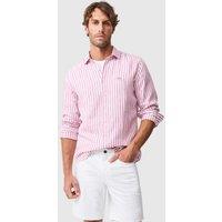 Rodd & Gunn Slim Fit Pure Linen Striped Shirt Pink Mix