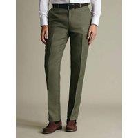 Charles Tyrwhitt Slim Fit Pure Linen Flat Front Trousers Olive