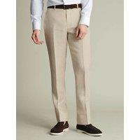 Charles Tyrwhitt Slim Fit Pure Linen Flat Front Trousers Stone