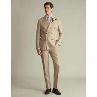 Charles Tyrwhitt Slim Fit Pure Linen Double Breasted Suit Jacket Taupe