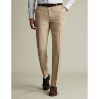 Charles Tyrwhitt Slim Fit Pure Linen Flat Front Trousers Taupe